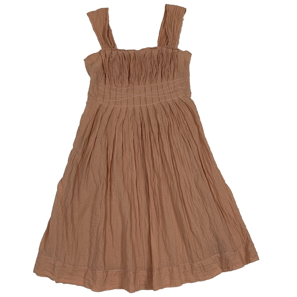 Max Studio Coral Cotton Gauze Sleeveless Dress Embroidered Bodice Lined Small